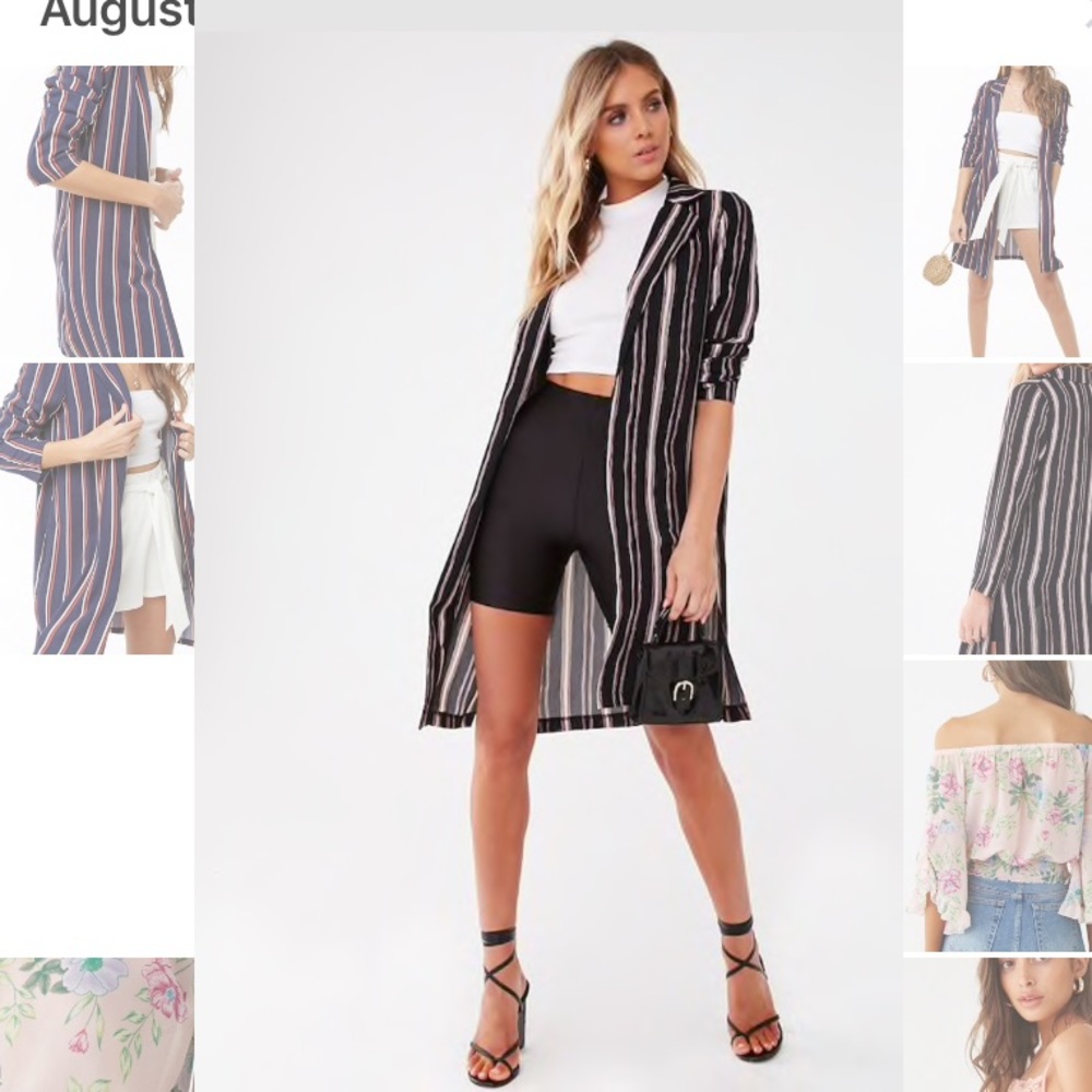 Striped open-front blazer